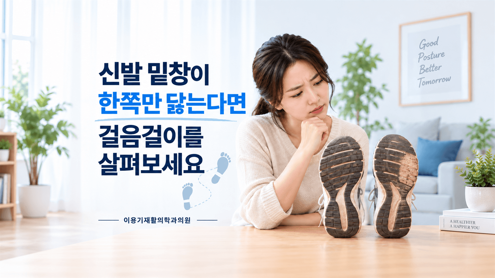 둔산동 재활의학과 | 신발 밑창이 한쪽만 빨리 닳는 이유와 걸음걸이 확인법 대표 이미지